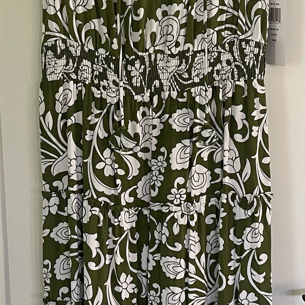 MSK Green and White Patterned Dress